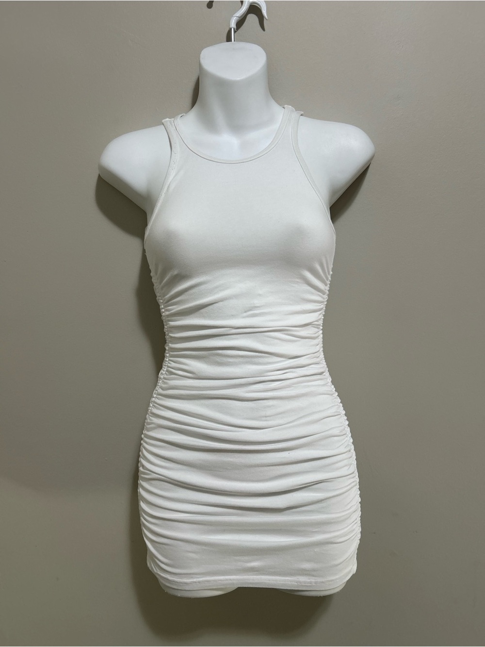 TNA White Ruched Tank Mini Dress - Picture 1 of 9